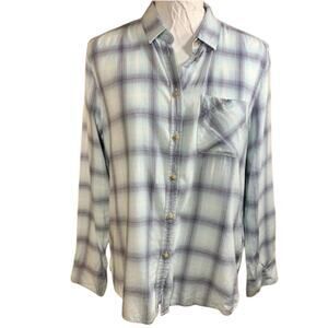 American Eagle Womens Flannel Plaid Button Up Shirt SZ M Casual Cabincore Soft